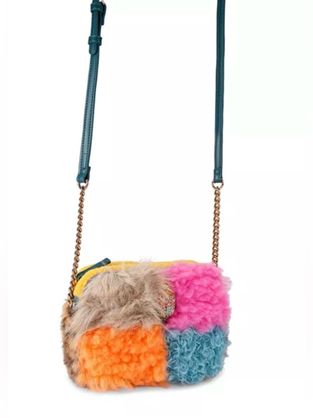 NWT Kurt Geiger Hoxton Medium Multicolor Faux Fur Camera Bag - Picture 3 of 4